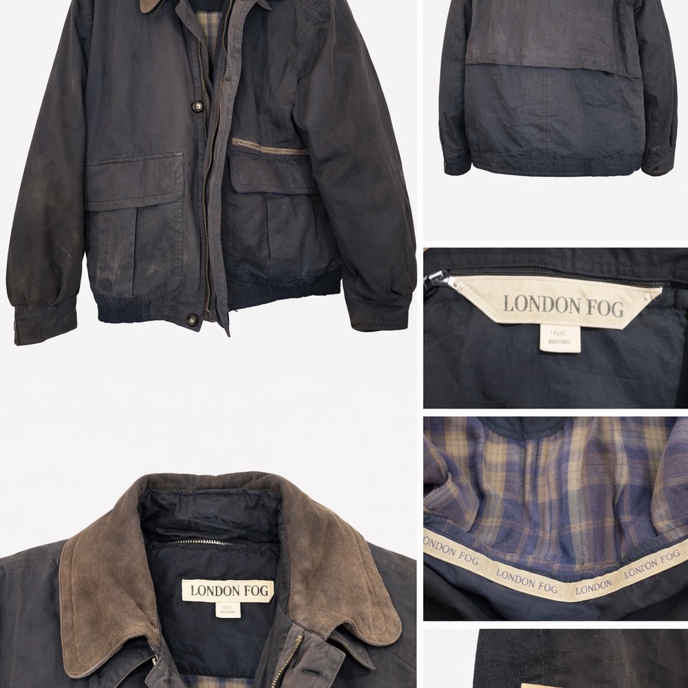 London Fog Men's Dark Brown and Black Military Jacket